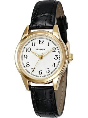 Women's Black Soft Leather Band Casual Small Simple Analog Dress Wrist Watches